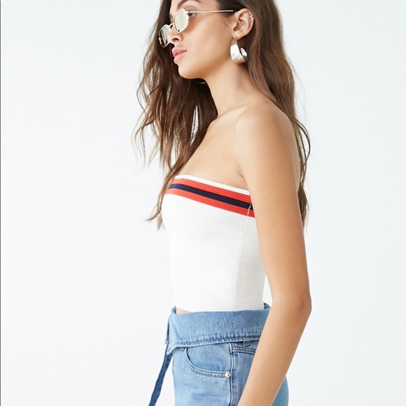 Striped trim tube top sz XS - Picture 3 of 8